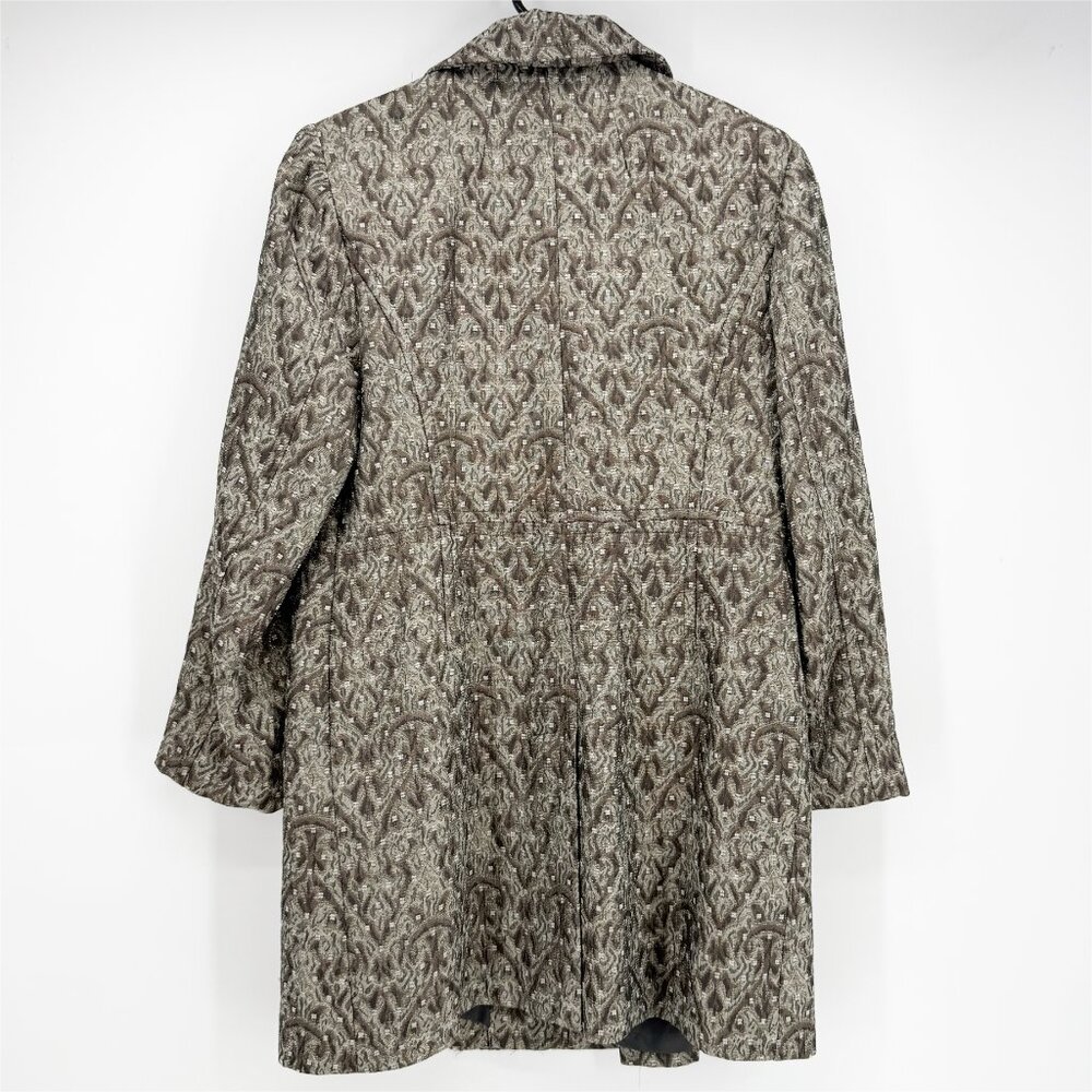 Rafaella Petites Grey Metallic Brocade Knee Length Trench Coat Sz SP - Picture 4 of 9